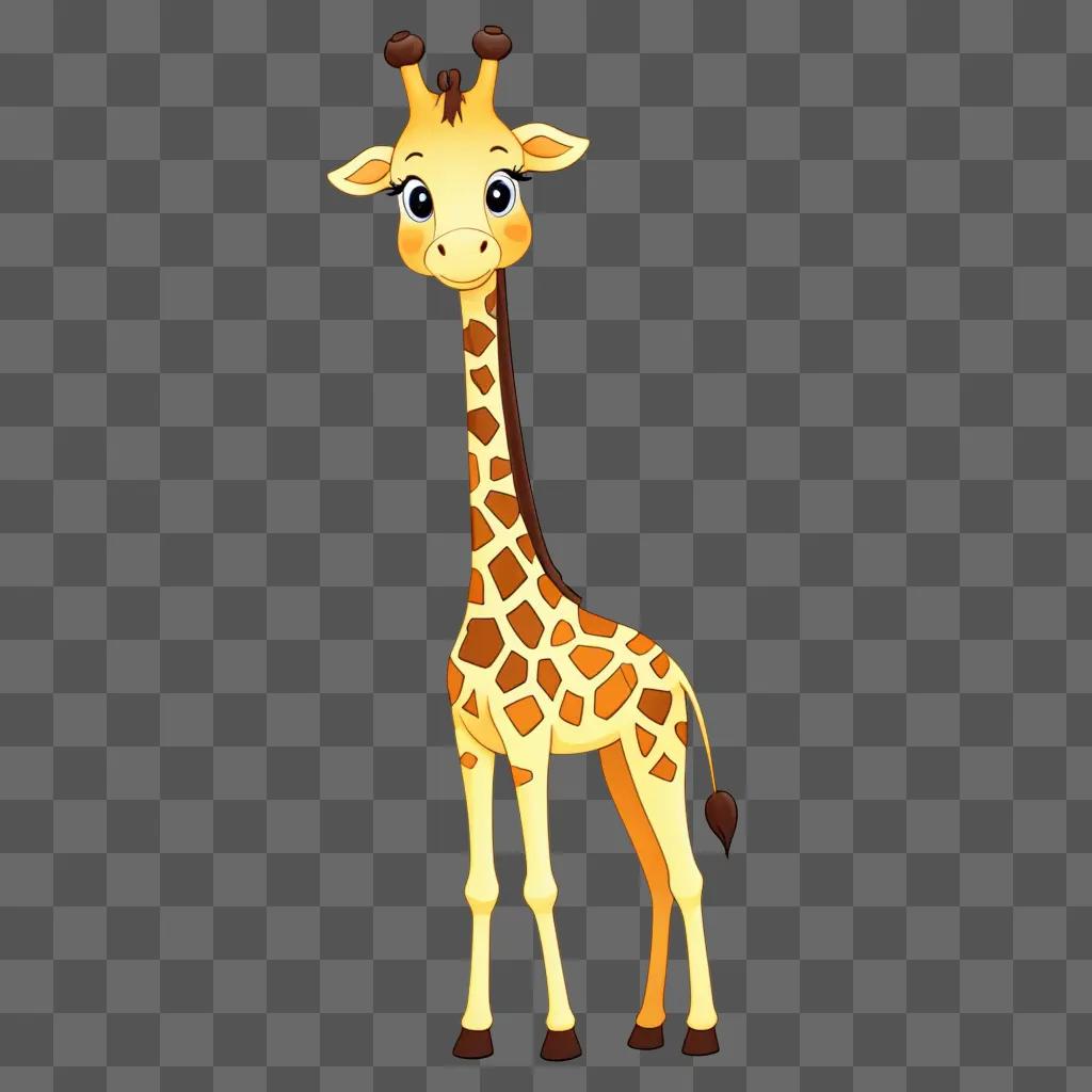 kawaii cute giraffe drawing on a beige background