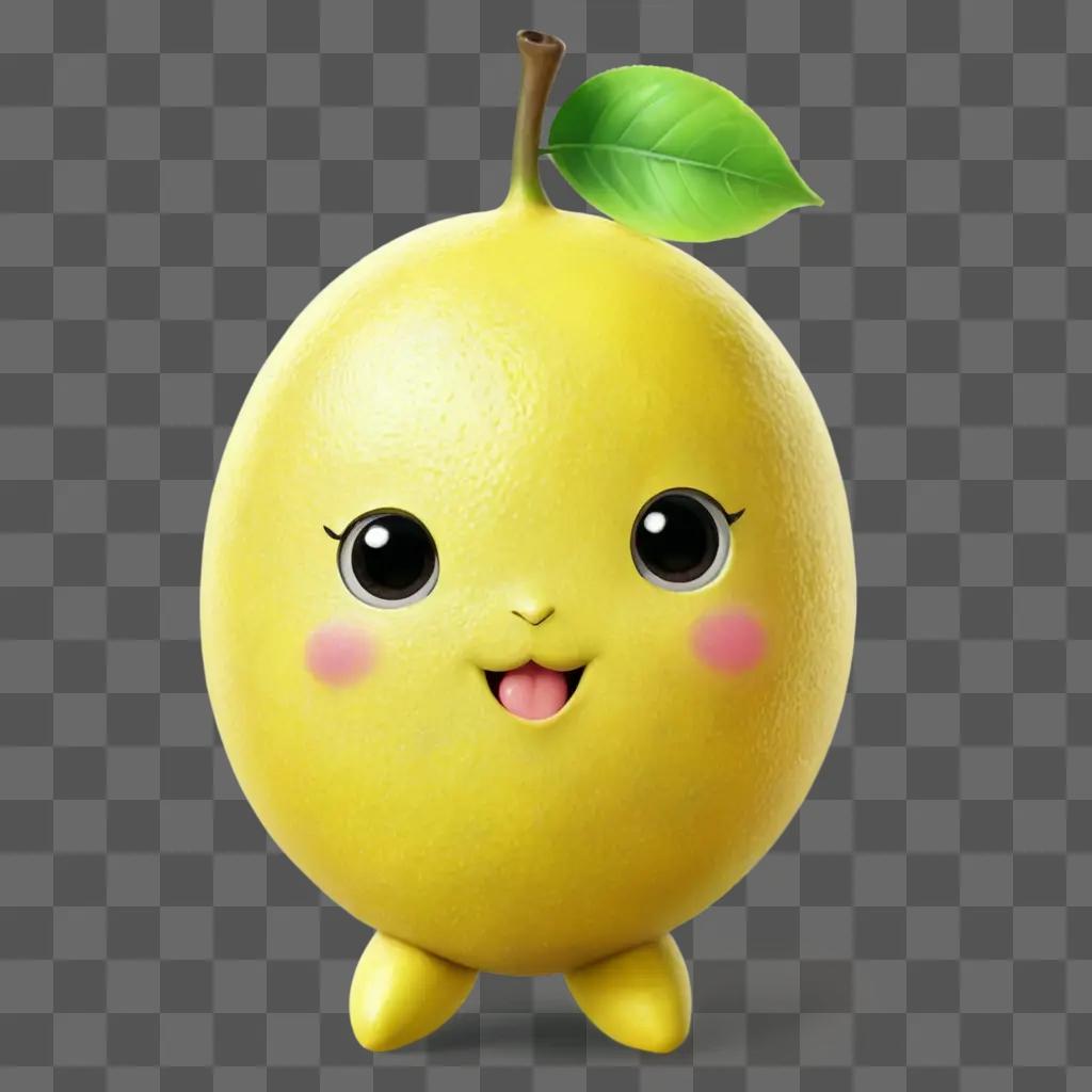 kawaii cute lemon drawing A cute fruit with a smiling face