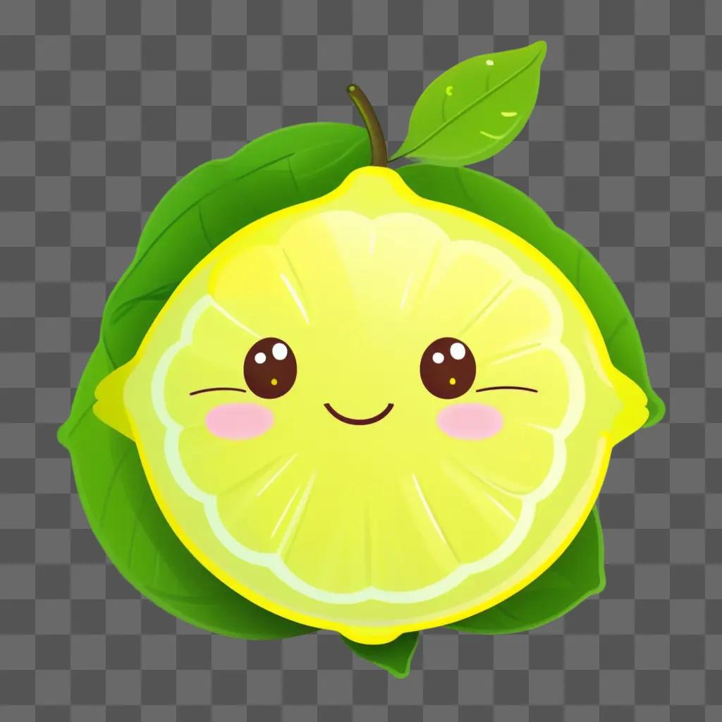 kawaii cute lemon drawing with a smiling face