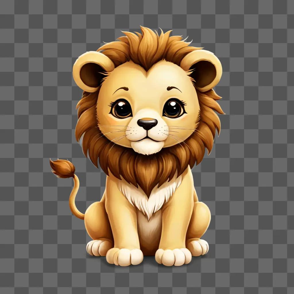 kawaii cute lion drawing A cute cartoon lion with brown fur