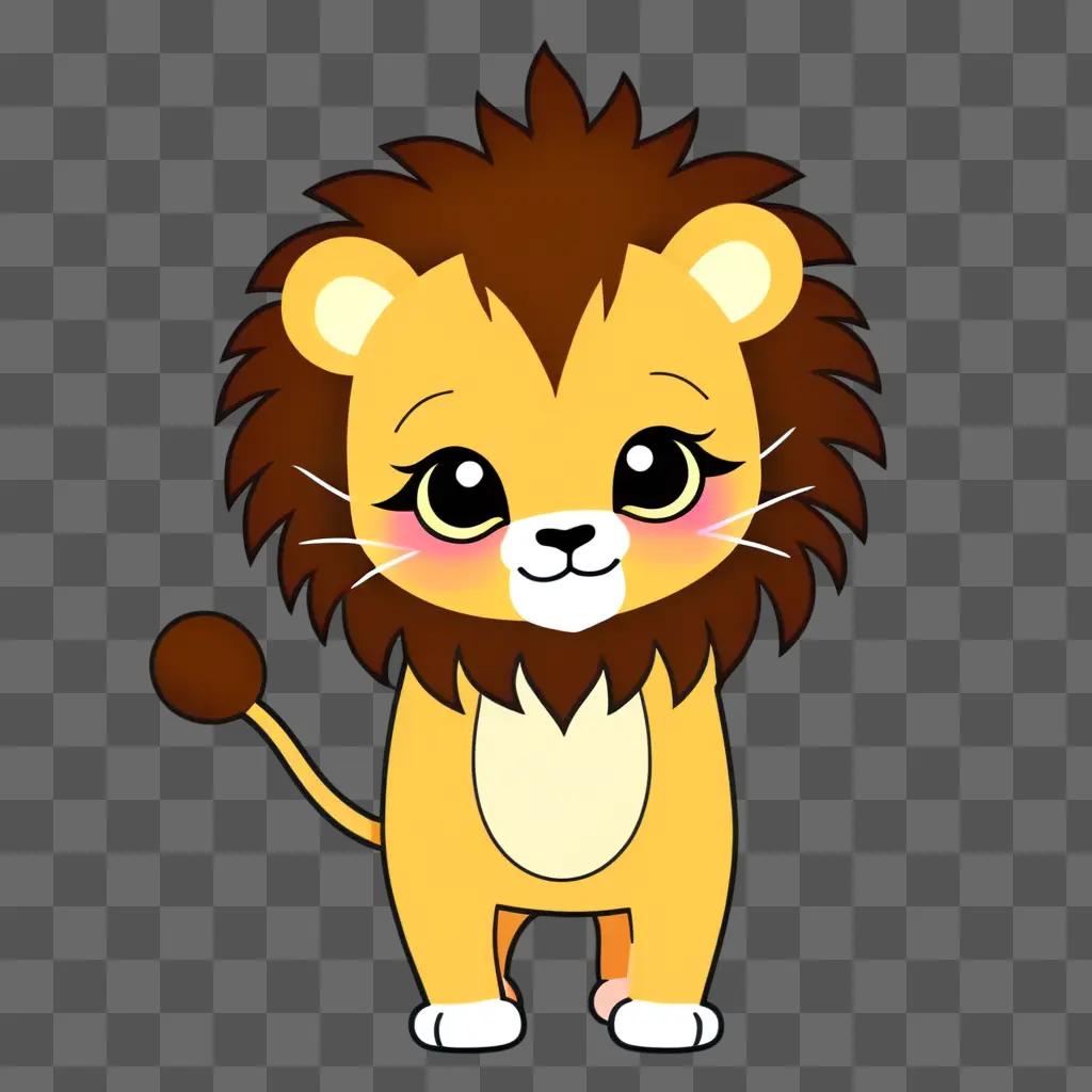 kawaii cute lion drawing is presented