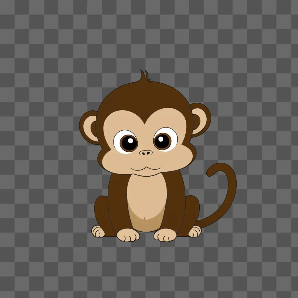 kawaii cute monkey drawing with big eyes