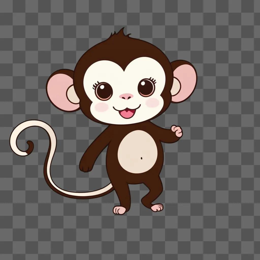 kawaii cute monkey drawing with big eyes