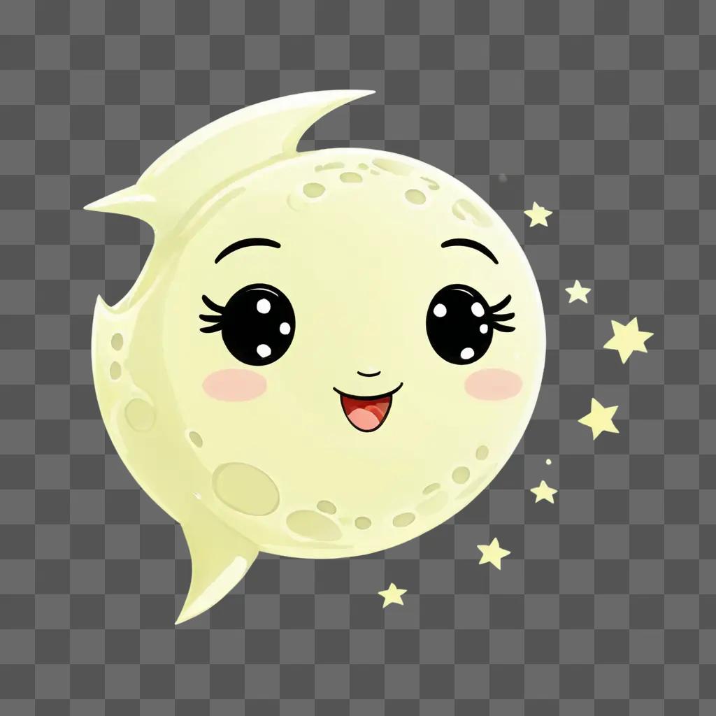 kawaii cute moon drawing A cute moon with a smiling face