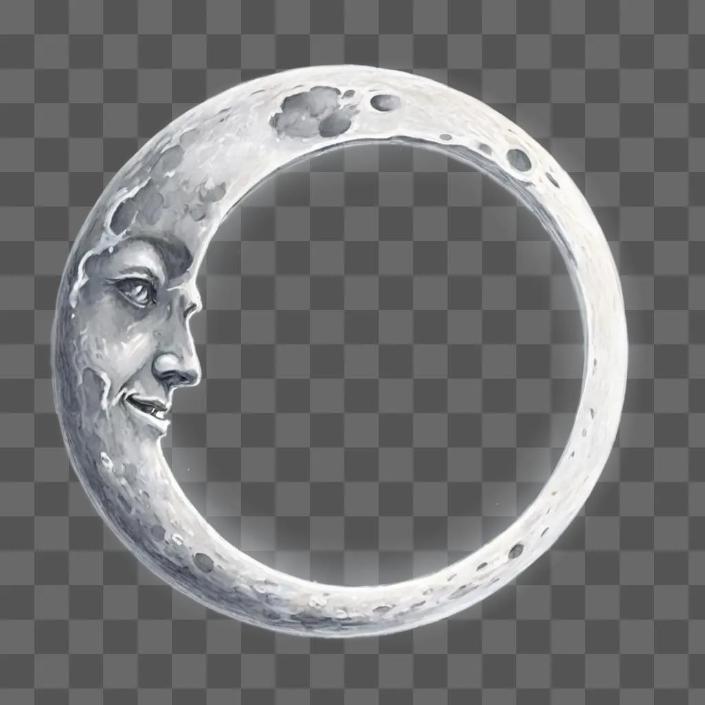 kawaii cute moon drawing A face on a moon with holes in it