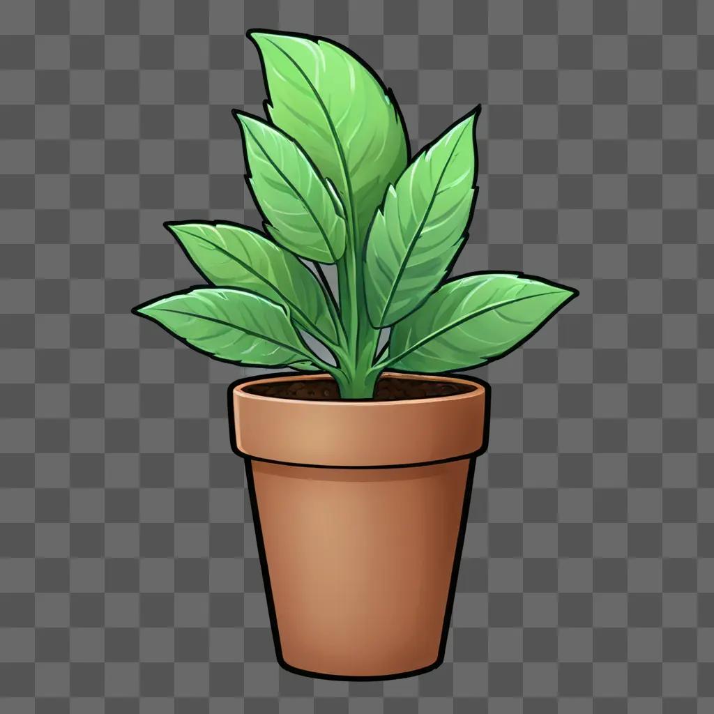 kawaii cute plant drawing A cartoon plant in a clay pot