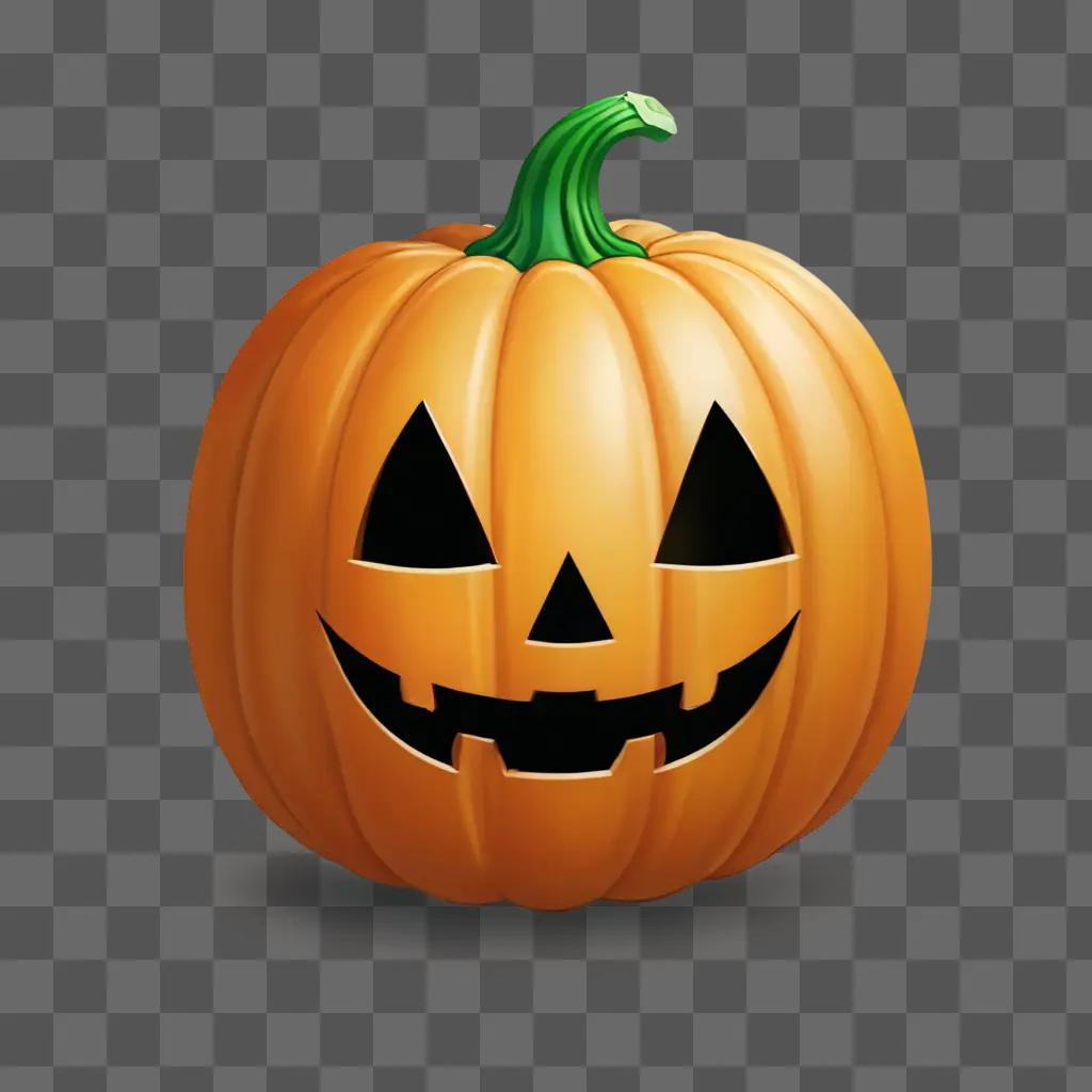 kawaii cute pumpkin drawing A Jack-o-lantern with a happy face on a brown background