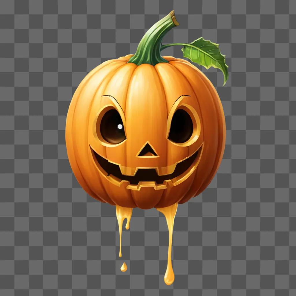 kawaii cute pumpkin drawing A pumpkin smiles and drips