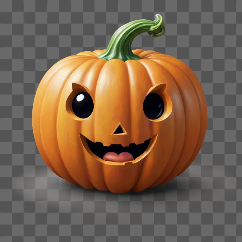 kawaii cute pumpkin drawing A pumpkin with a happy face on a brown background