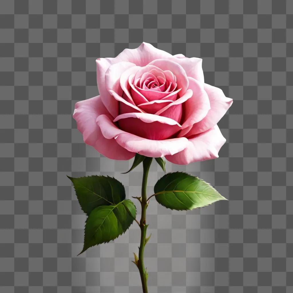 kawaii cute rose drawing A single pink rose against a pink background