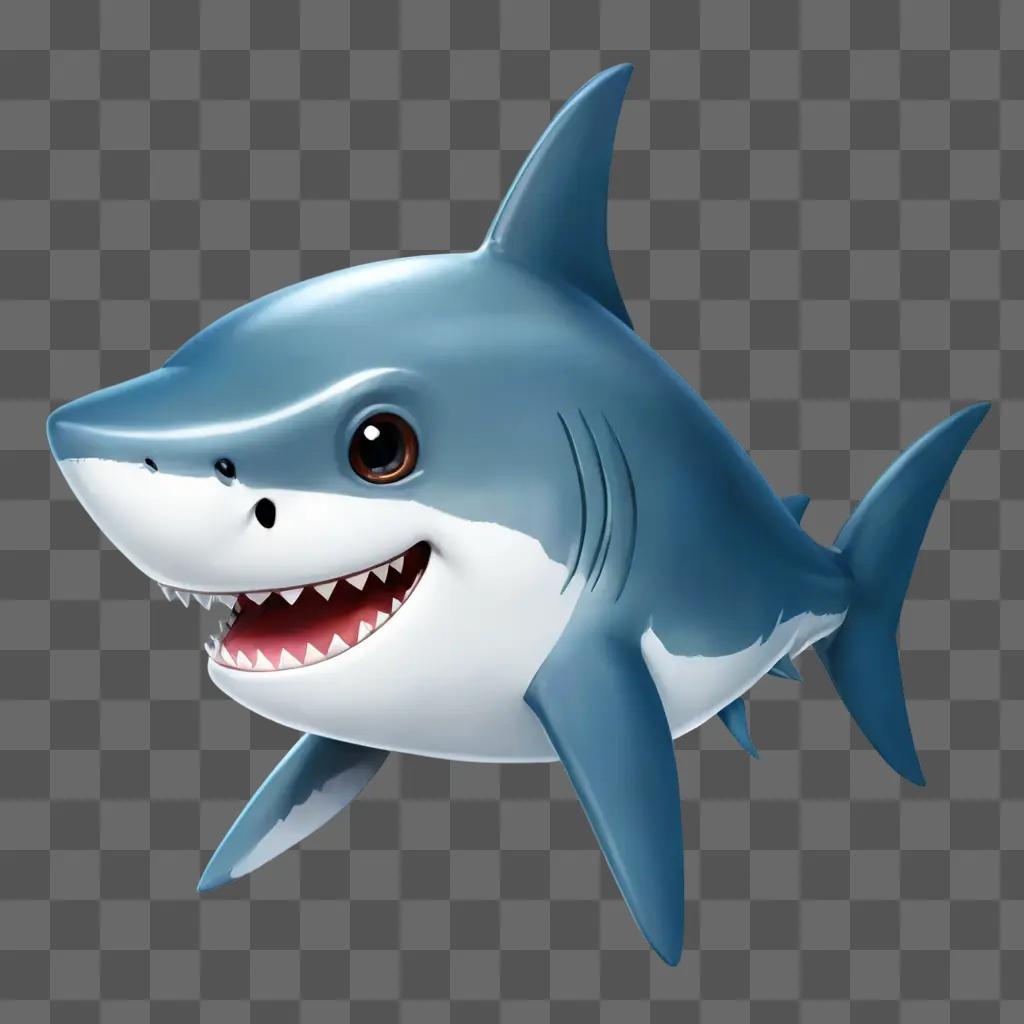 kawaii cute shark drawing A blue shark with a big smile