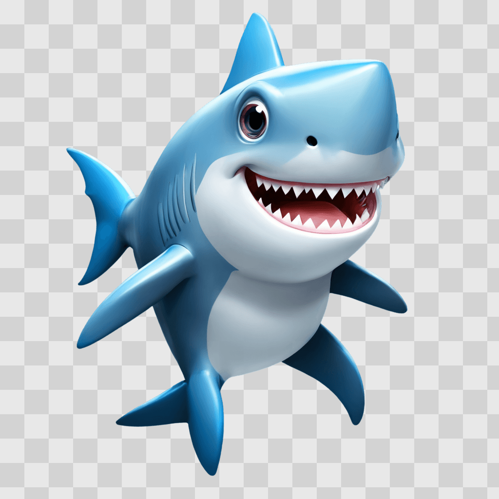 kawaii cute shark drawing A cartoon blue shark with a happy face
