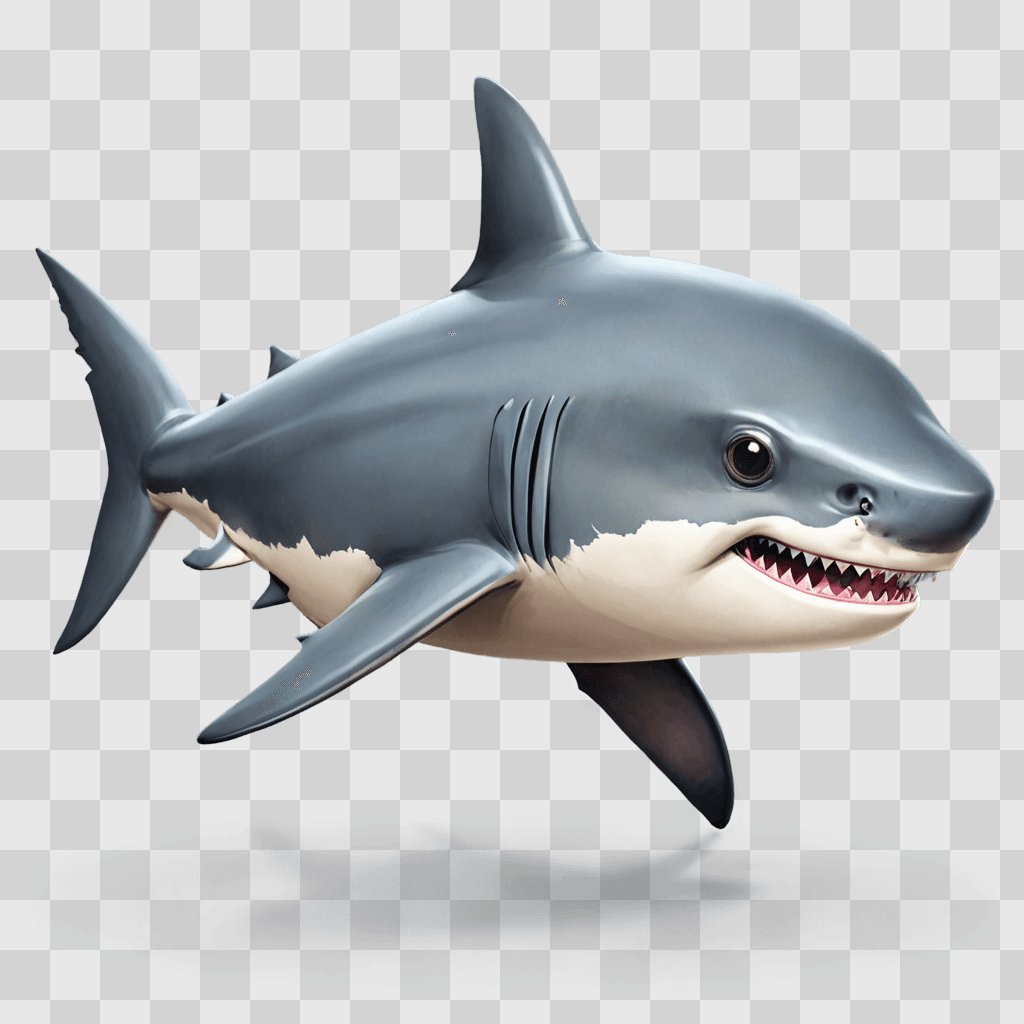 kawaii cute shark drawing A cartoon grey shark with open mouth