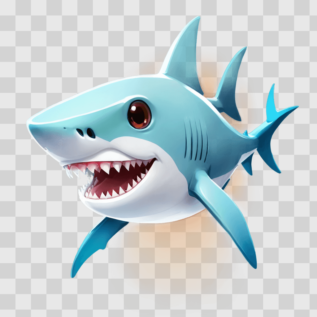 kawaii cute shark drawing A cartoon shark with a mouth open