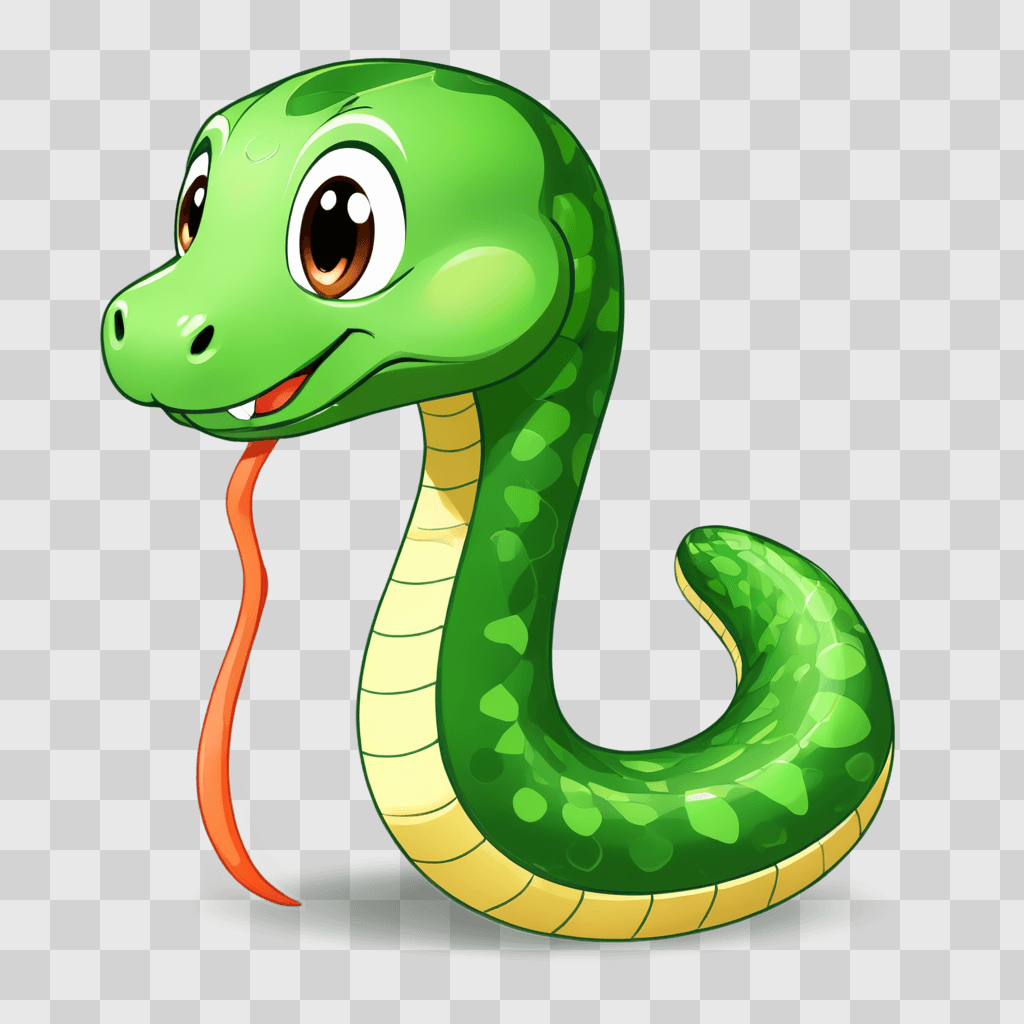 kawaii cute snake drawing A cartoon snake with a long orange tongue