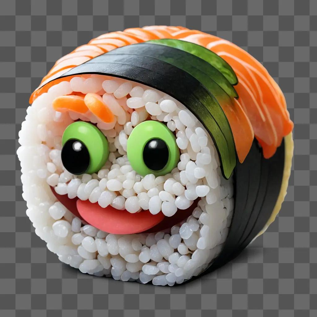 kawaii cute sushi drawing A sushi roll is shaped like a smiling face