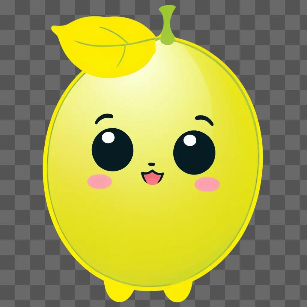 kawaii lemon drawing on a yellow background