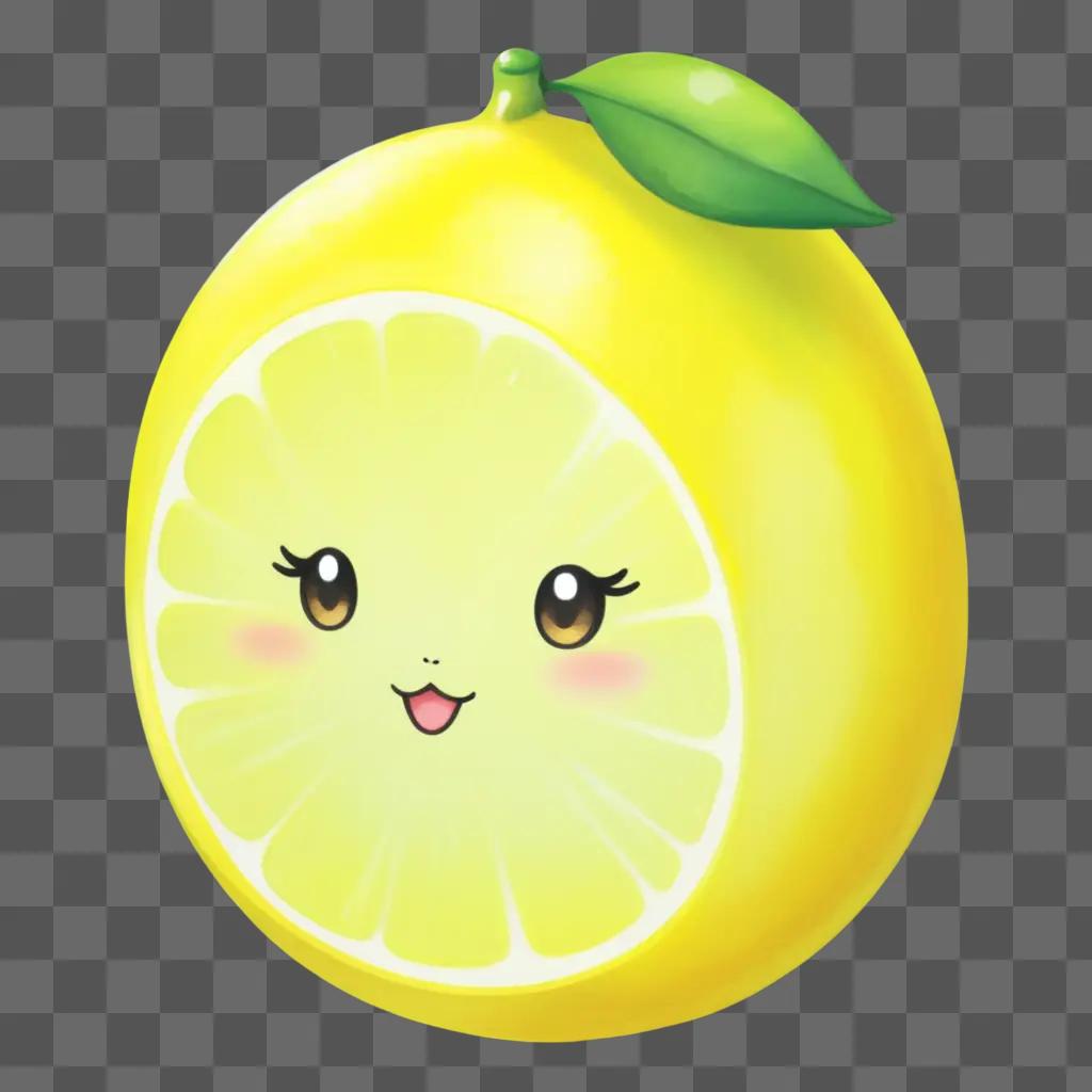 kawaii lemon drawing with a cute face