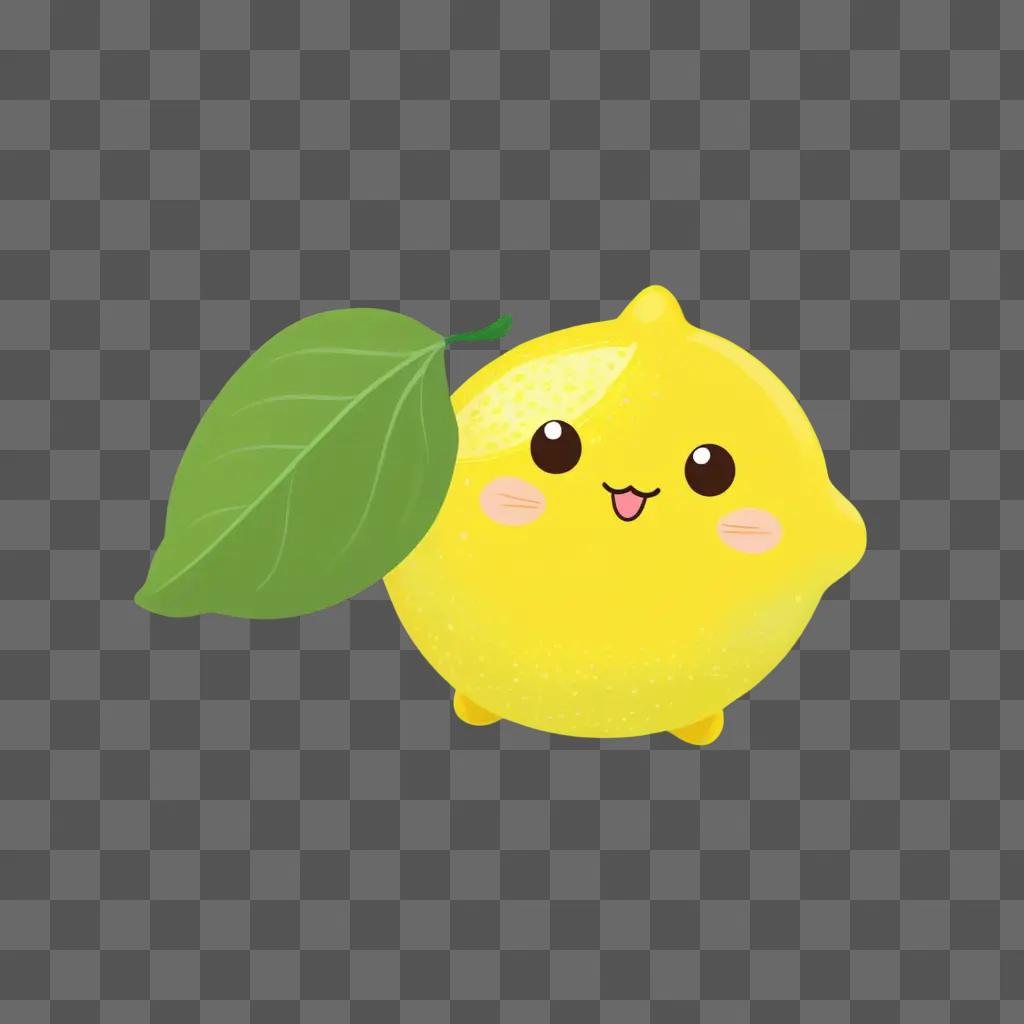 kawaii lemon drawing with a leaf