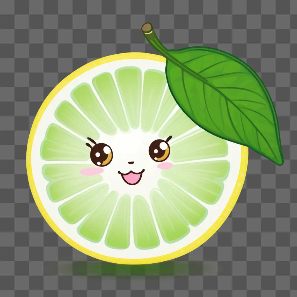 kawaii lemon drawing with a smiling face