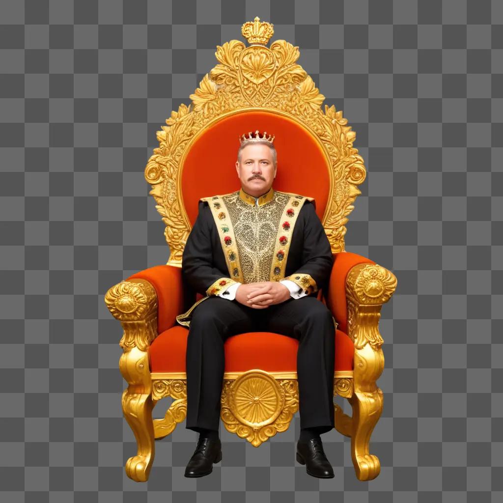 king sits on a royal chair