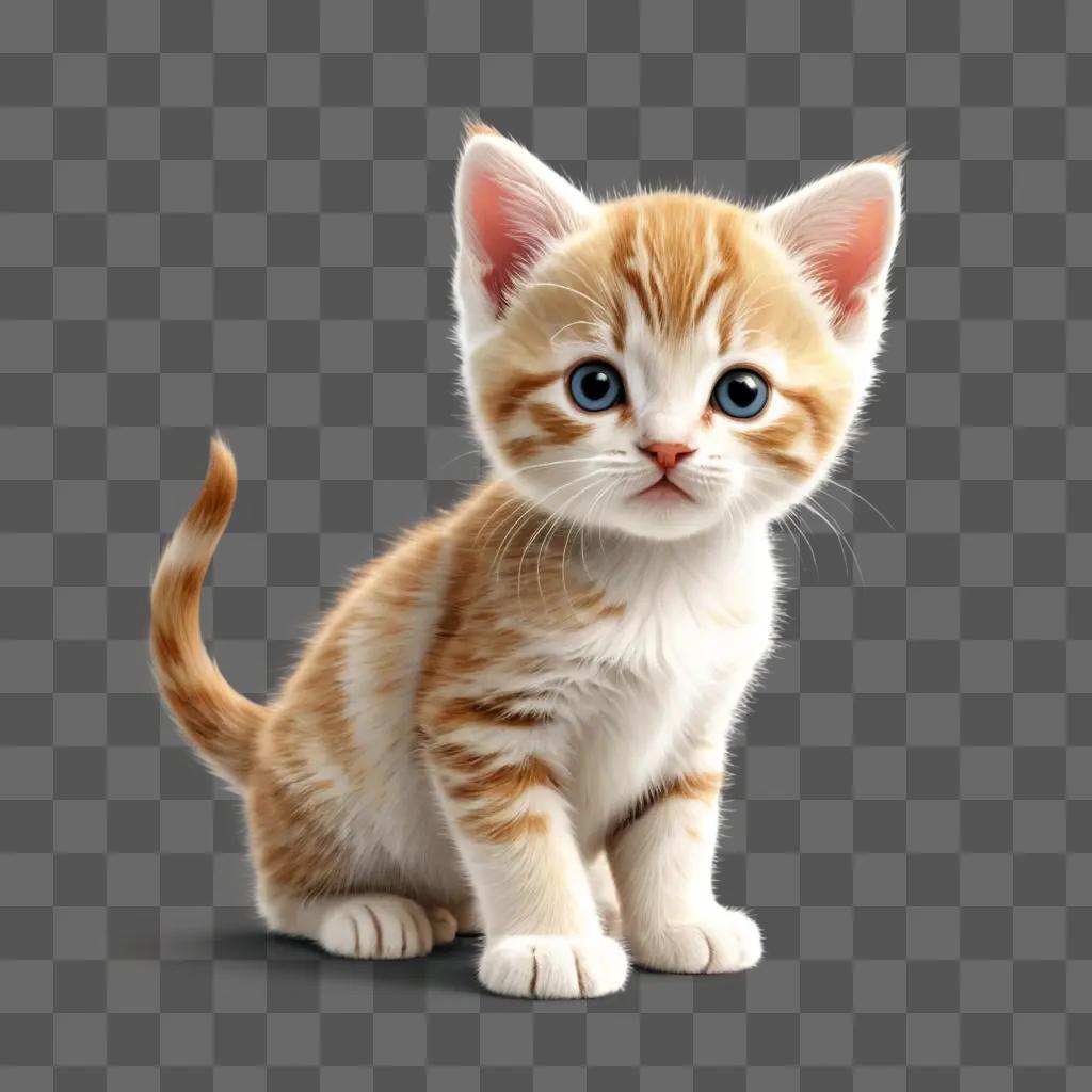 kitten clipart A cute kitten with blue eyes and orange fur