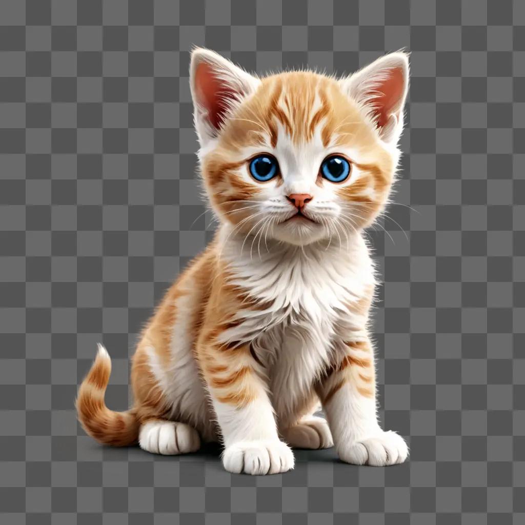 kitten clipart A cute kitten with blue eyes sitting on a brown surface