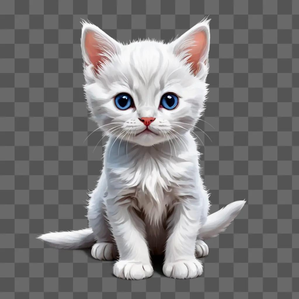 kitten clipart A white cat with blue eyes and pink nose