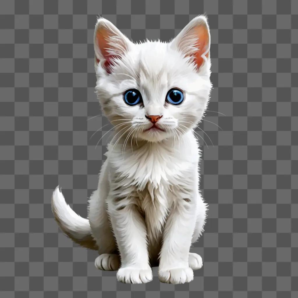 kitten clipart A white kitten with blue eyes and pointy ears