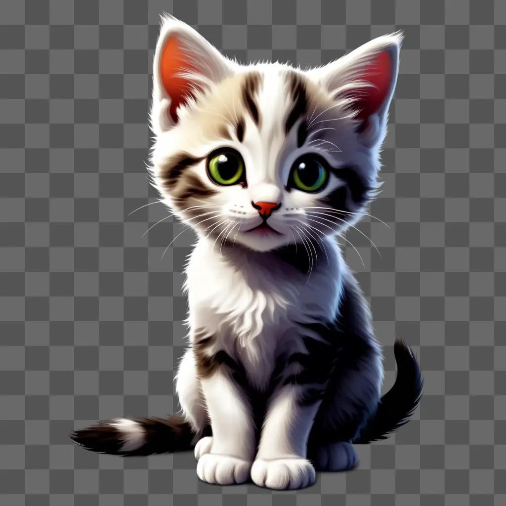 kitten illustrated in a cartoon style