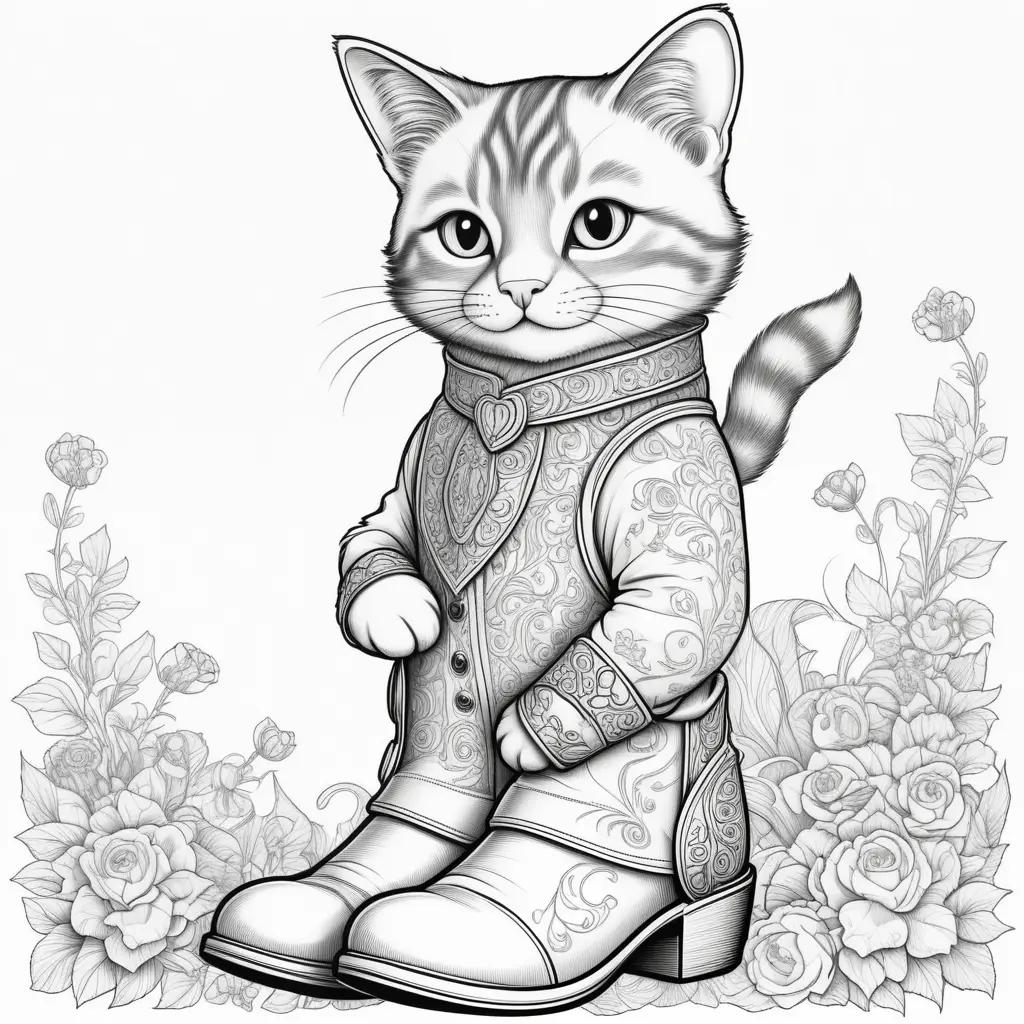 kitten with puss in boots coloring page