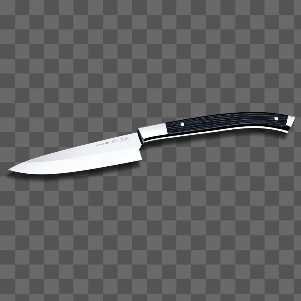 knife with a black handle and a silver blade is partially transparent