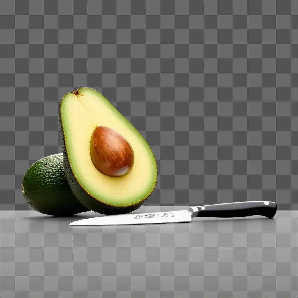 knife with a blade on an avocado