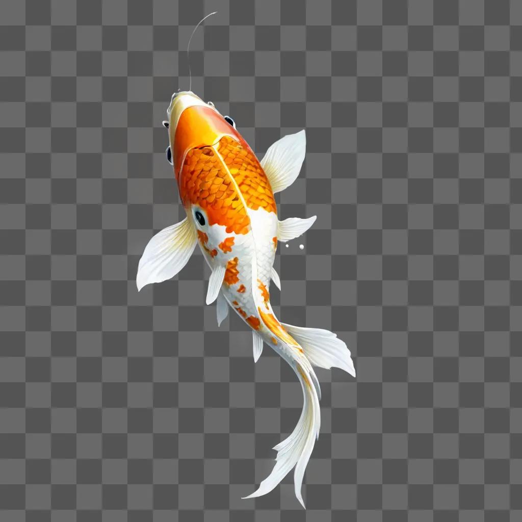 koi fish drawing A beautiful koi fish with white spots on a beige background