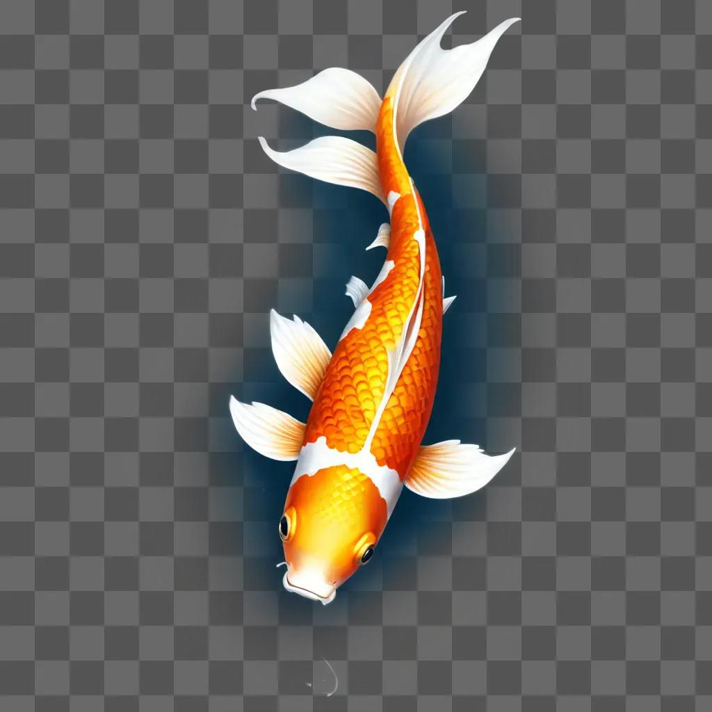 koi fish drawing A vibrant koi fish with a blue background