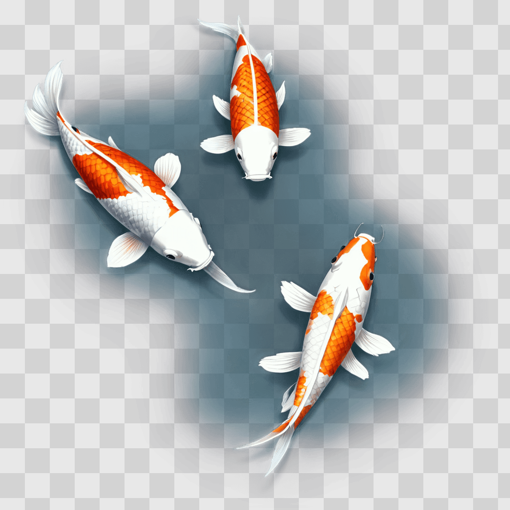 koi fish drawing Three koi swimming in a pond