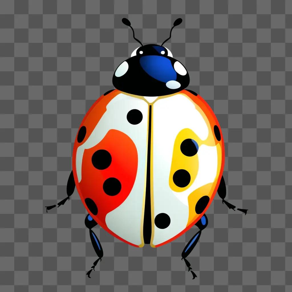 lady bug in colorful clipart on a brown background