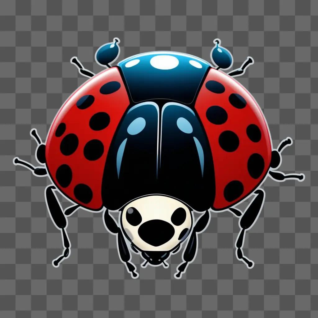 lady bug with black spots and a red body