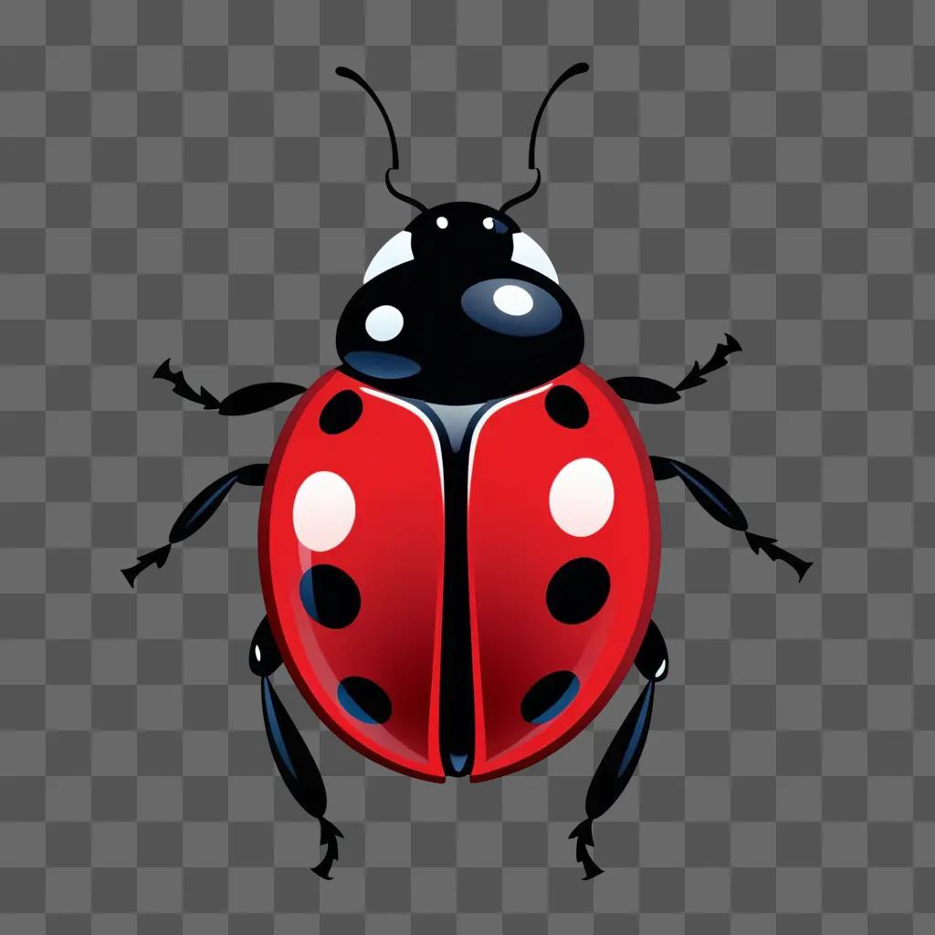 lady bug with black spots on a red background