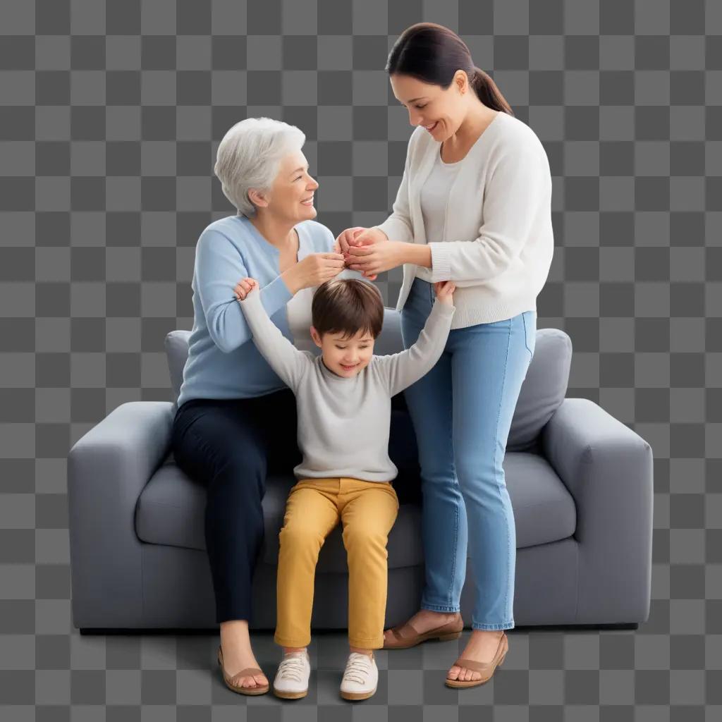 lady helping a little girl to stand up