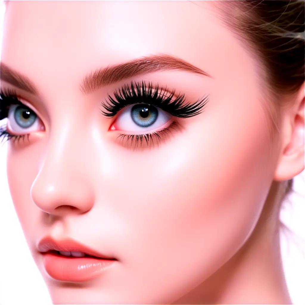 lady with transparent eyelashes and bright eyes