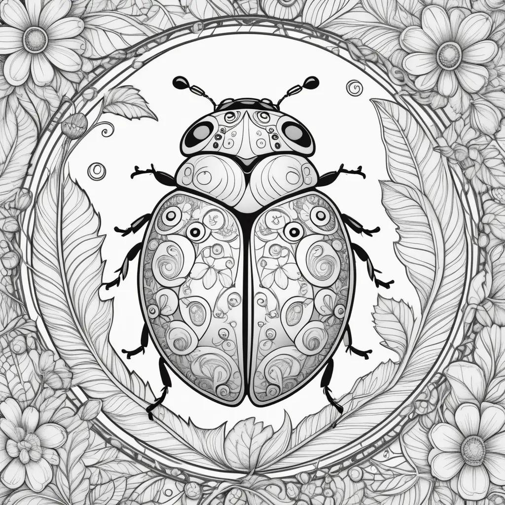 ladybug coloring page features an ornate design