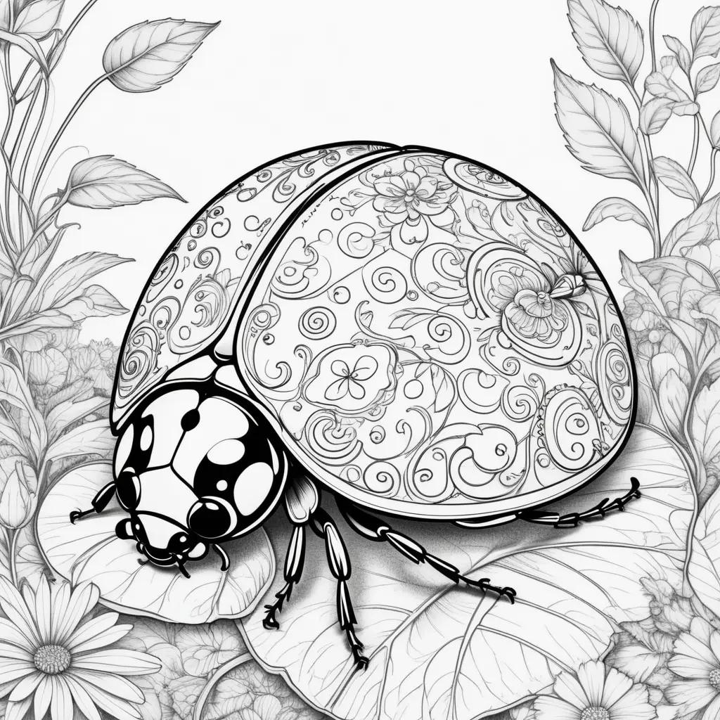 ladybug on a leaf coloring page