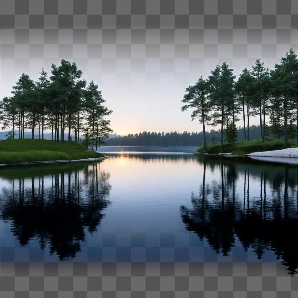 lake with a skyline of trees and houses