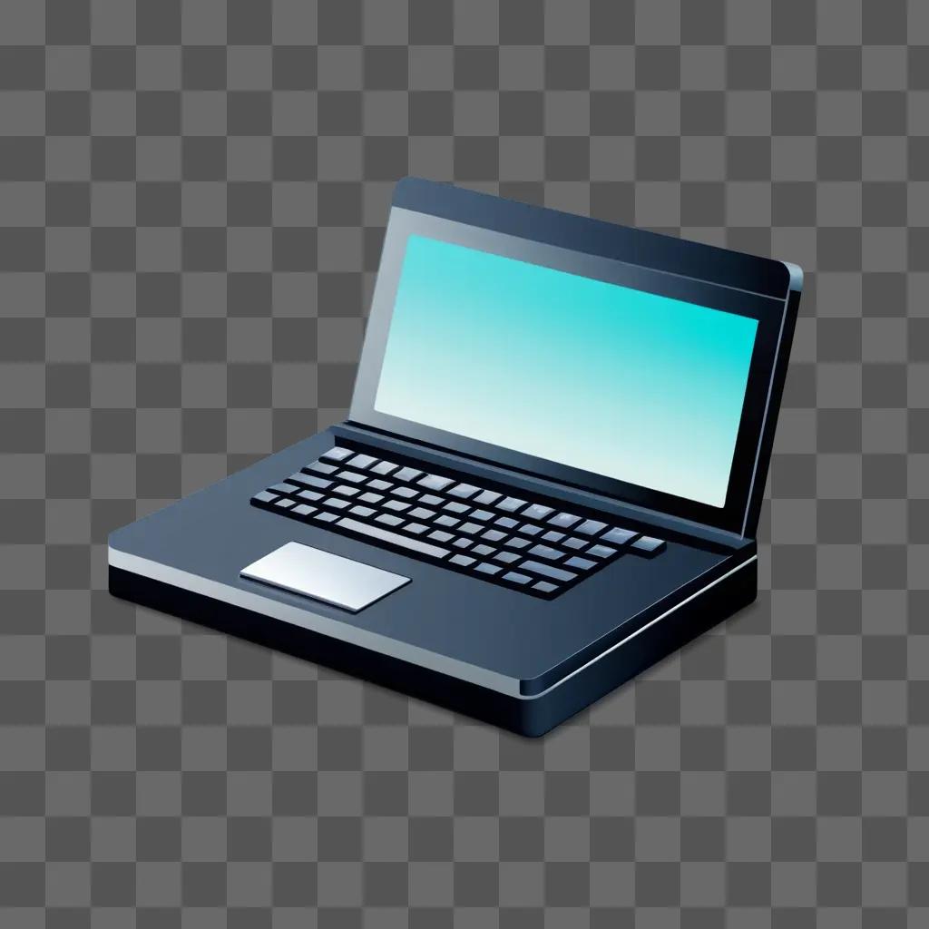 laptop computer with a blue screen on a dark background