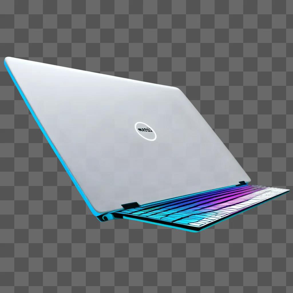 laptop with a blue and purple keyboard