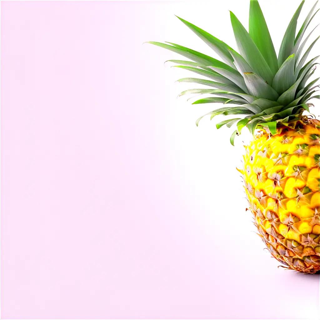 large, green pineapple is displayed in a pink background