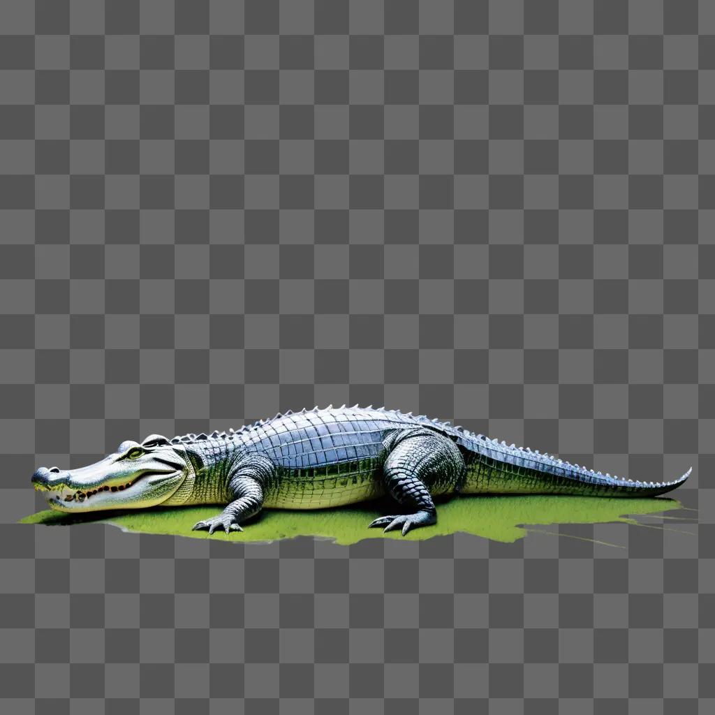 large alligator illustrated on a green background