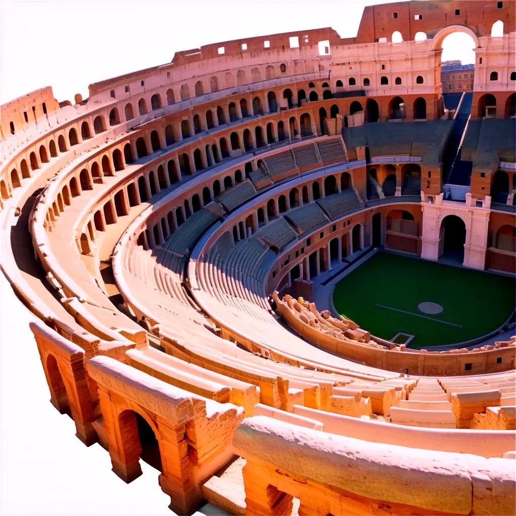 アーチと柱のある大きな円形のローマ円形劇場