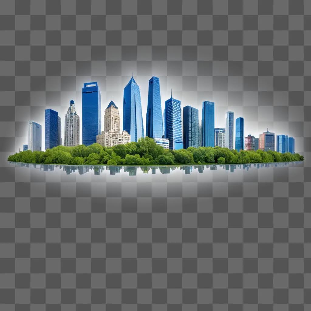 large cityscape with trees and buildings